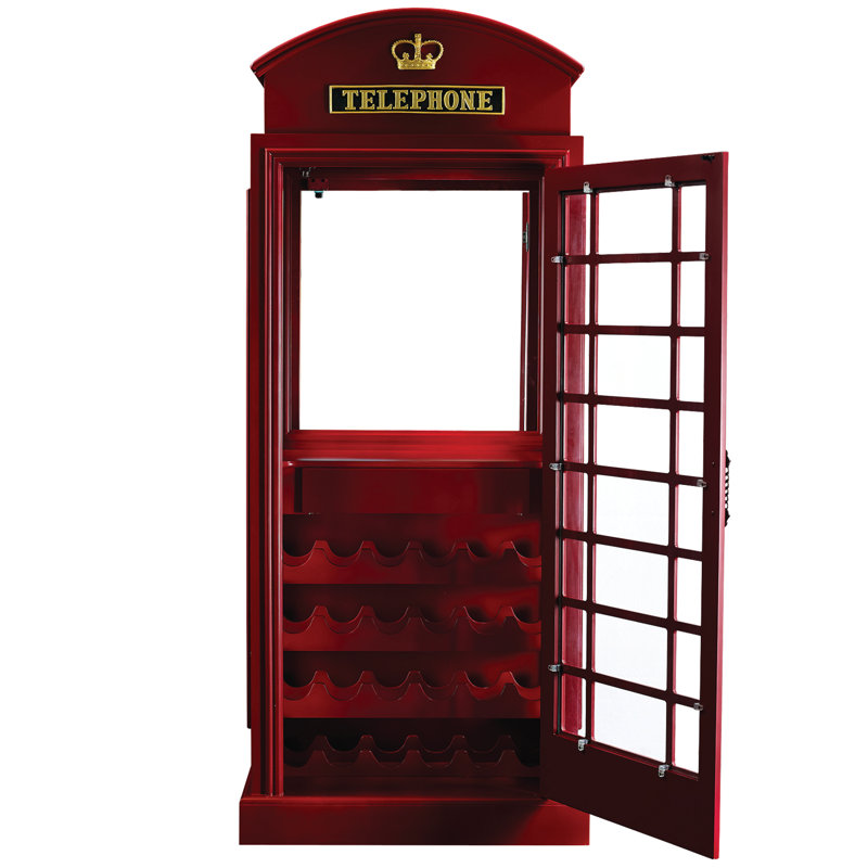 Armoire de bar avec cabine téléphonique Marroquin par RAM Game Room, Rouge