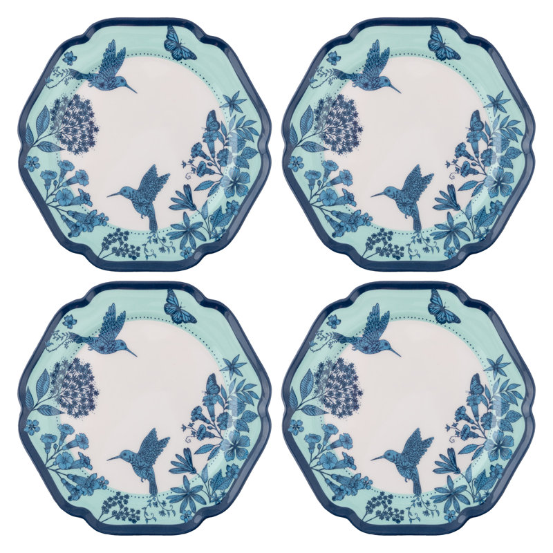 ASSIETTES EN MÉLAMINE S / 4 OISEAUX À FUMER (F24)