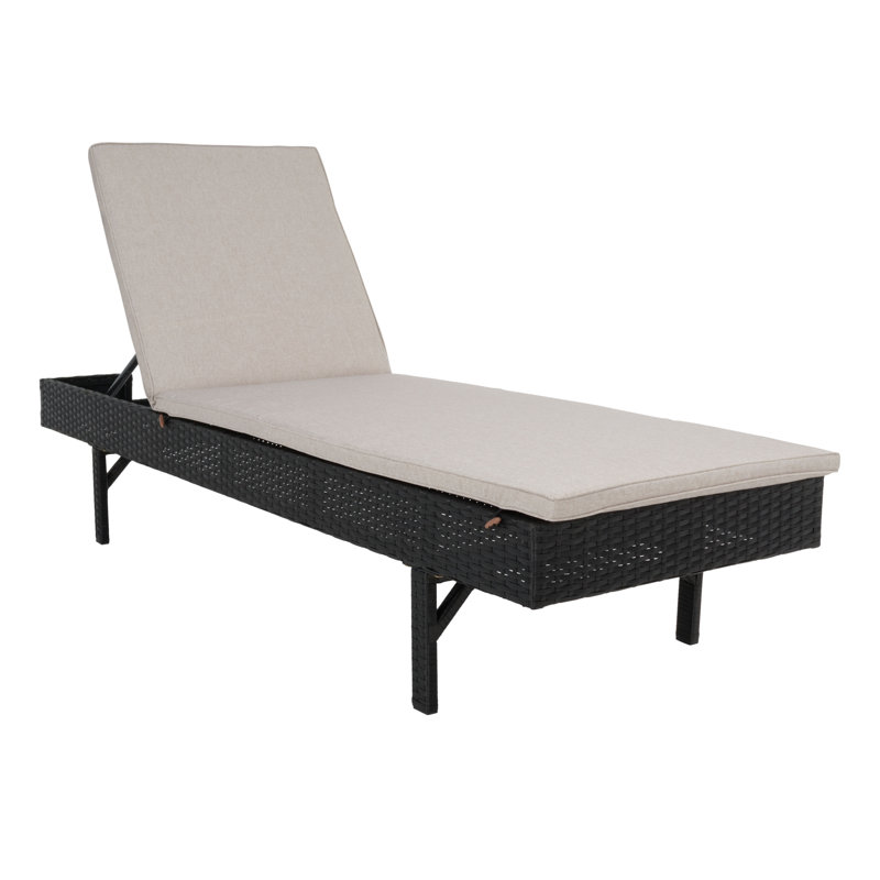 Chaise longue inclinable avec coussins Esmai, Structure noir / coussin gris clair