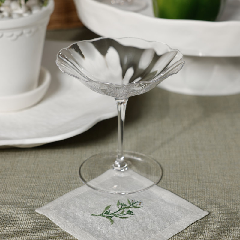 Ensemble de 6 serviettes de cocktail brodées en lin