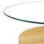 Table basse moderne à double couche grain moderne - Design polyvalent, plusieurs couleurs disponibles. Autocollant de panneau de densité, verre renforcé, comptoir ovale.