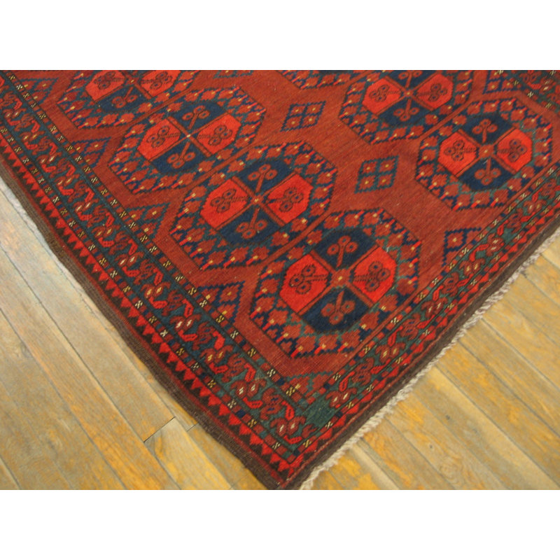 Bold Tribal Geometric Antique Bokhara Design Afghan Baluch Rug