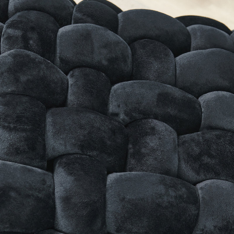 Opheim Velvet Ottoman, Black Velvet