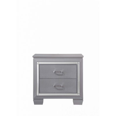 1pc Two Drawer LED Lights Nightstand