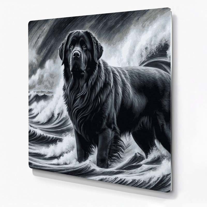 Chiens de Terre-Neuve, art mural en métal noir