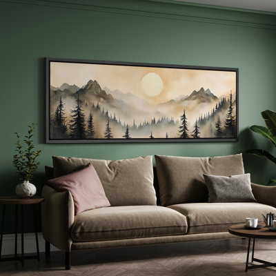 «Forest Sun Mountain Nature Landscape Scenery», impression sur toile encadrée surdimensionnée