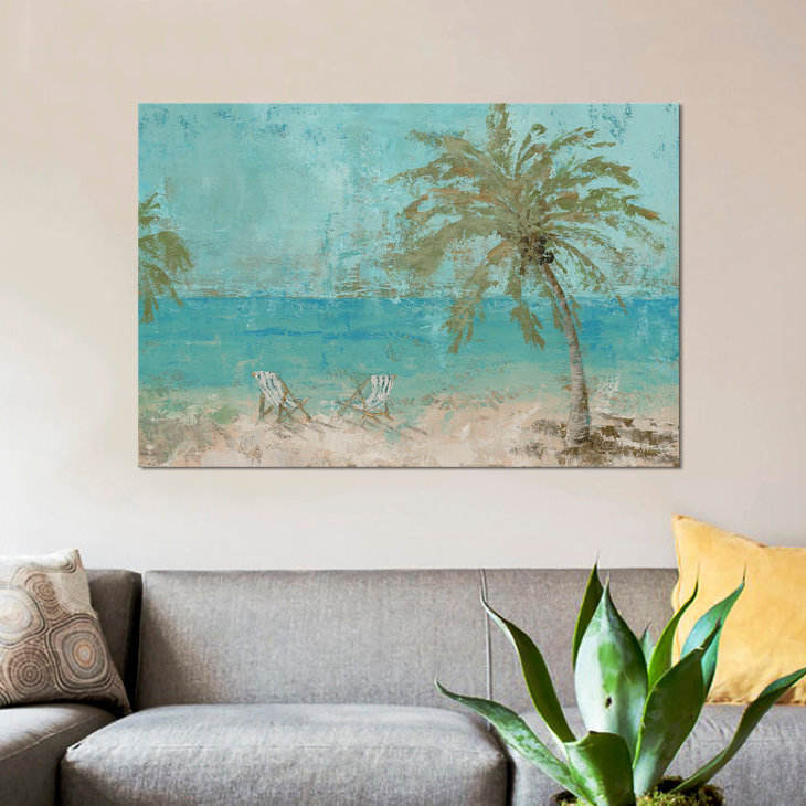 « beach day landscape i », impression sur toile, H 24 po x l 32 po x P 1 po, Papier d'art encadré noir, Blanc