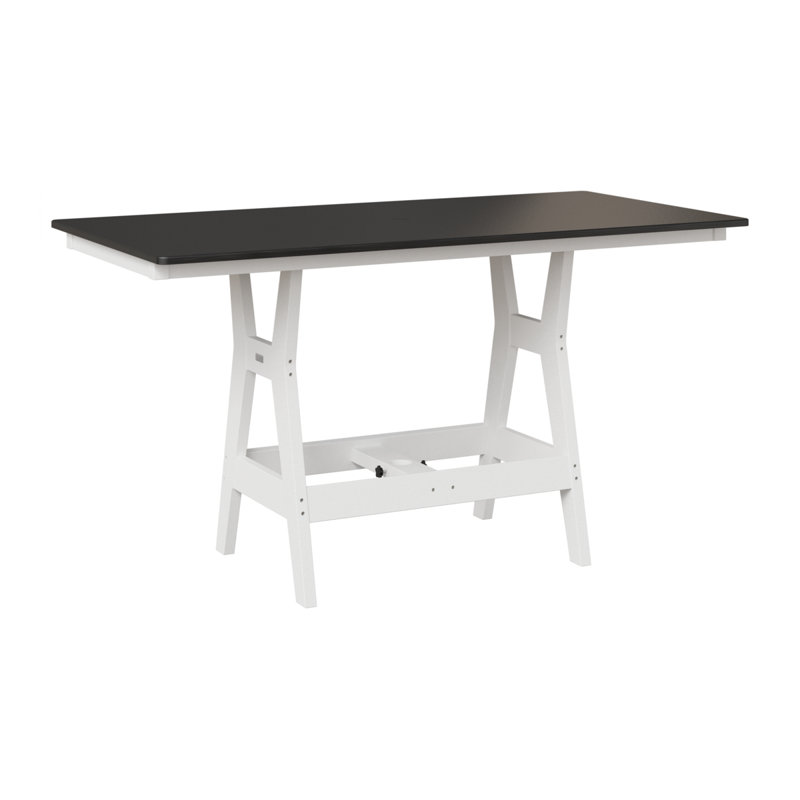 Table de bar rectangulaire 66 po Berlin Gardens Harbor, Blanc, Noir martelé, H 38,87 po x l 66 po x P 33 po