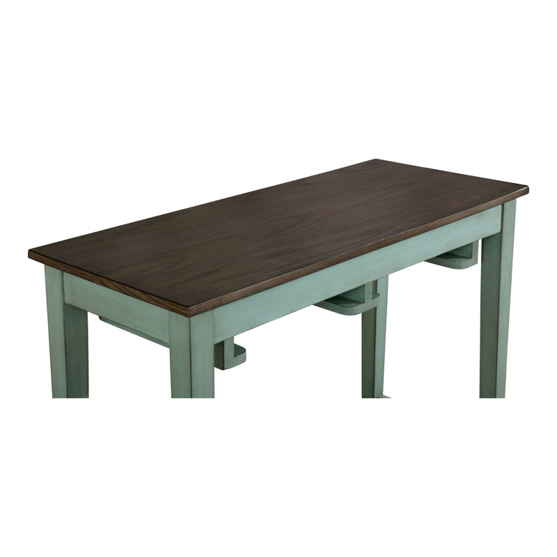 Ensemble de salle à manger à hauteur de comptoir 2 personnes Arianna, Bleu sarcelle antique / gris