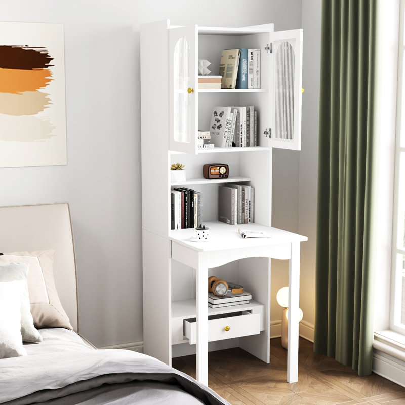 Armoire de bureau pliable - blanche avec tablette et tiroir pour le bureau à domicile