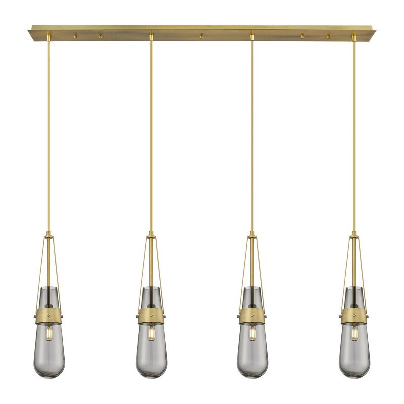 Spradley 4 - Light Cluster Pendant, Brushed Brass, Light Smoke
