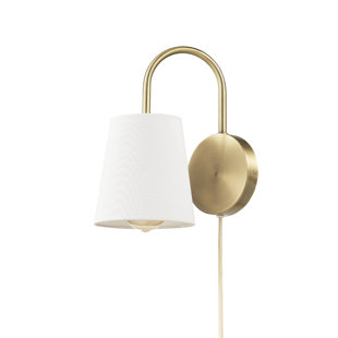 Braidy Warm Gold Plug-In Wall Sconce with Vita Cord Cover