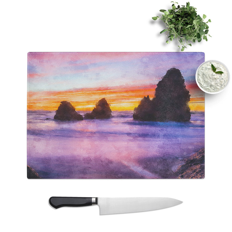Tempered Glass Rodeo Beach Chopping Board, 20 cm x 28.5 cm