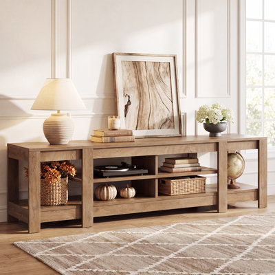 78.7" Extra Long Low Console Table with Storage Shelves