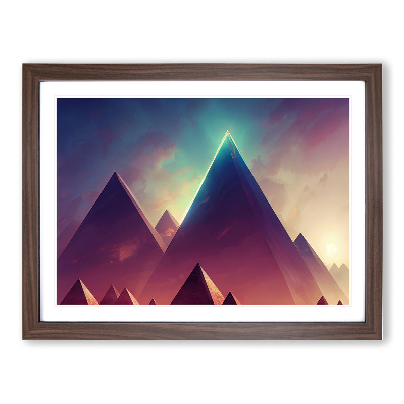 Futuristic Pyramids Vol.3 Abstract - Single Picture Frame Print, Walnut Framed, 34cm H x 46cm W x 2cm D