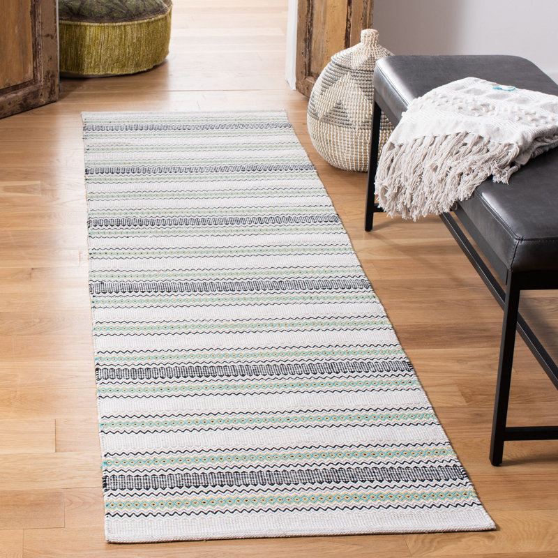 Breckenridge Hand Woven Cotton Striped Rug, Runner 2'3" x 8'