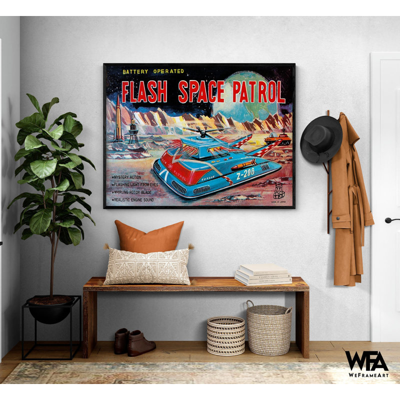 Flash Space Patrol par Retrotrans, impression d'affiche rétro espace profond, art mural rétro rétro, décoration de salle de jeu rétro vaisseau spatial lune