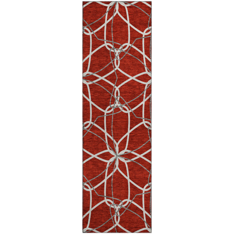 Tapis rouge lavable à la machine de qualité supérieure Prisco, Tapis de couloir 2 pi 3 po x 7 pi 6 po