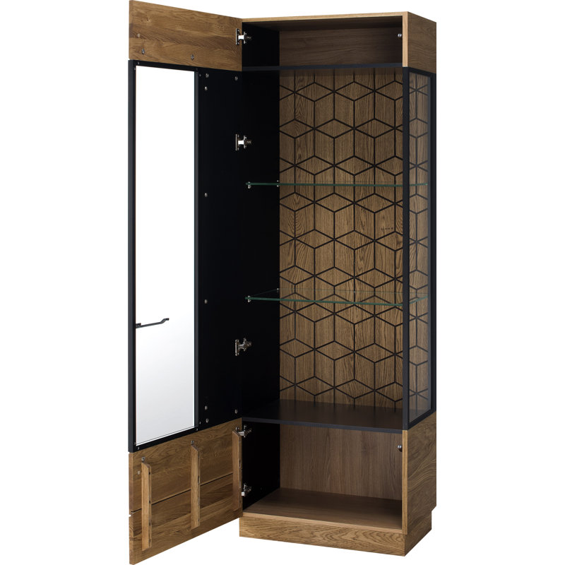 MOSAIC Manufactured + Solid Oak Wood 1-Door Display Cabinet, Right