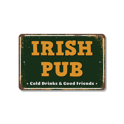 Irish Pub Street (2 Pack) 8 Inch x 12 Inch Plastic Sign