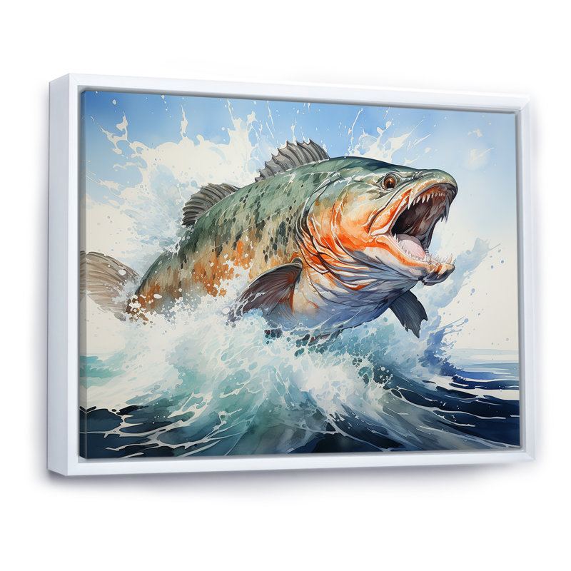 Pêche, rêves sur toile, Cadre flottant blanc, H 16 po x l 32 po