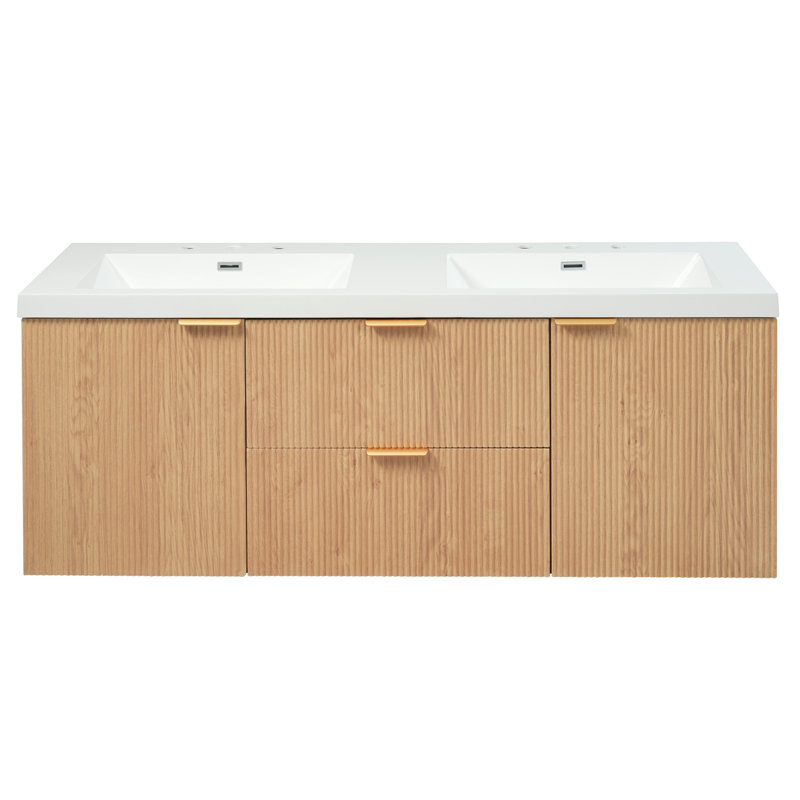 Meuble-lavabo mural 59,3 po avec plateau double en résine