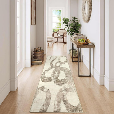 2x6 Washable Runner Rug, Soft Non-Slip, Low Pile, Thin, Snake Print, Contemporary Accent Carpet for Kitchen, Hallway, Laundry.