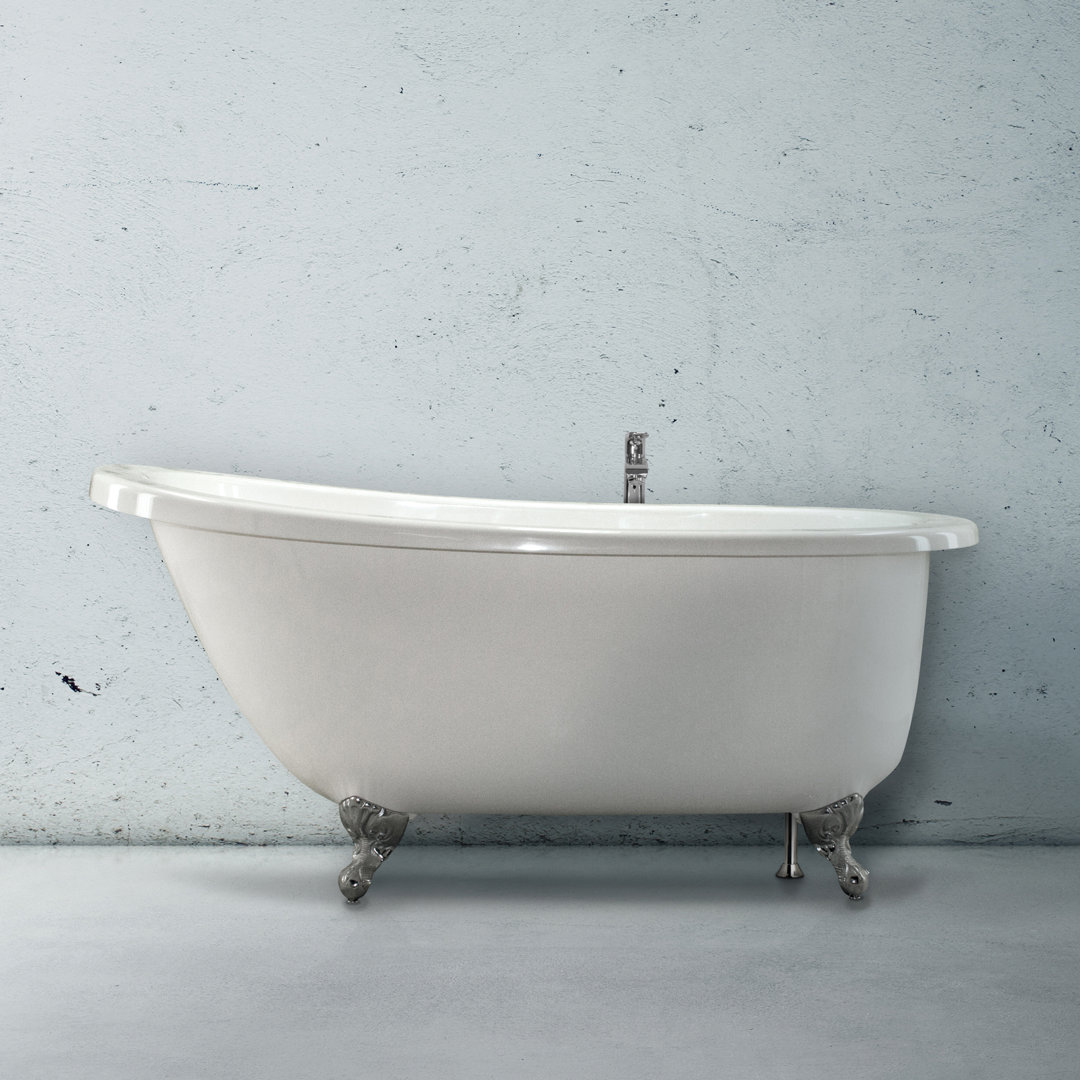 Annette 65'' x 36'' Freestanding Soaking Solid Surface Bathtub Hydro Systems 