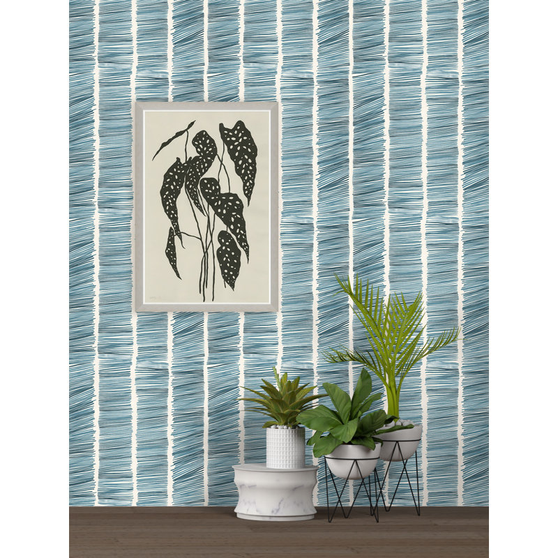 Susan Hable Abstract Wallpaper by Susan Hable, Turquoise/Cream