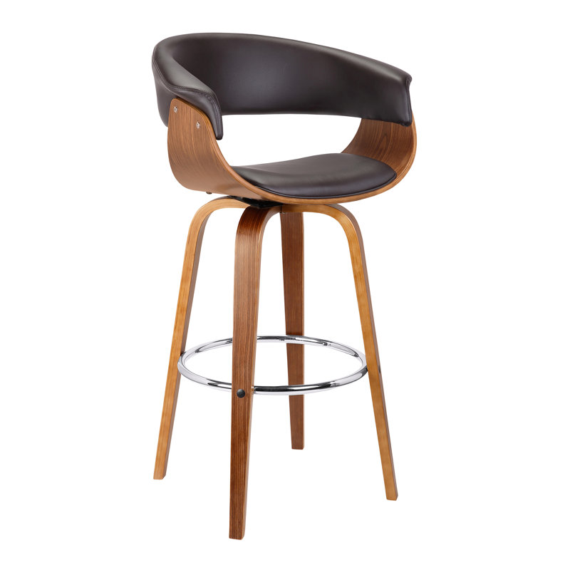 Swivel Upholstered Counter Stool with Solid Wood Frame, 104.1cm H x 61cm W x 51cm D
