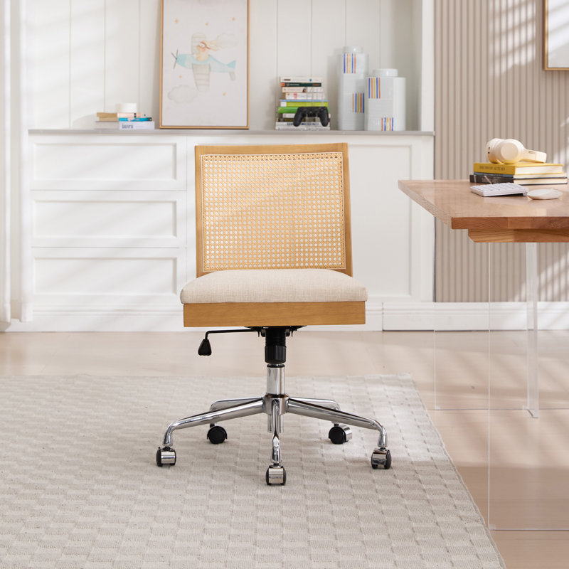 Chaise de bureau avec dossier pivotant Mid Century, Brun