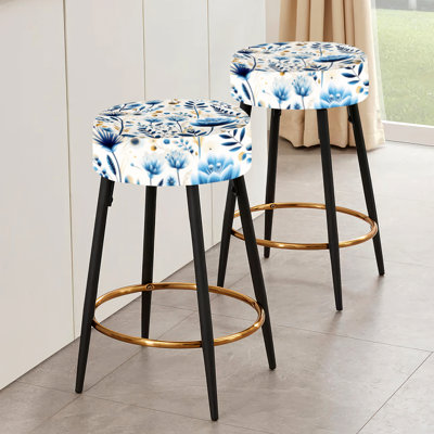 Ensemble de 2 tabourets de bar Nordic Blue Bloom
