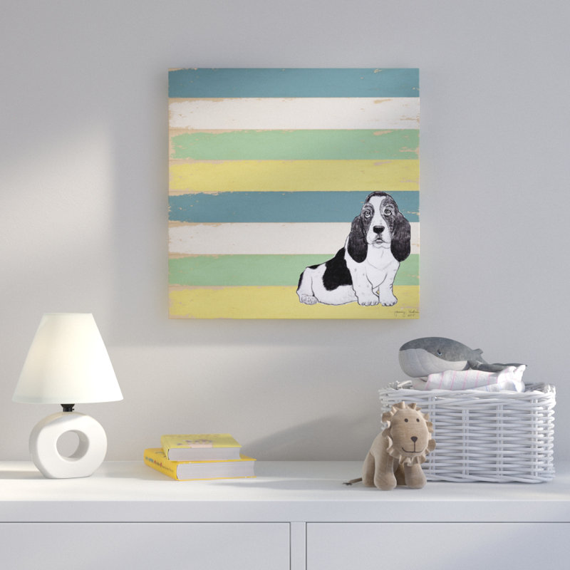 « basset hound ii », art sur toile, H 14 po x l 14 po