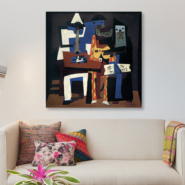 Three Musicians by Pablo Picasso - Painting on Canvas, 45.72 cm H x 45.72 cm W x 1.91 cm D, No Frame