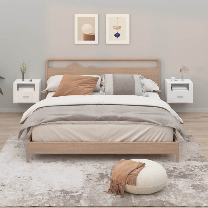 50cm W Bedside Table, High gloss white
