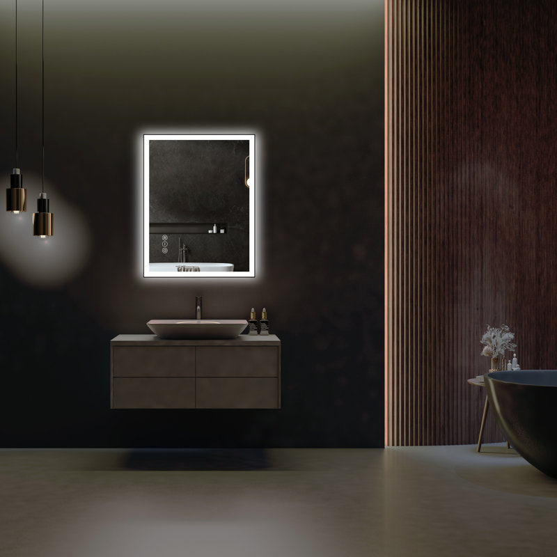 Dokes Black Framed  LED  Bathroom Vanity Mirror passed ETL, 24" x 32"