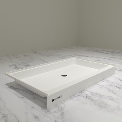 36 x 60 - Drain à droite - Seuil simple - Base de douche en acrylique