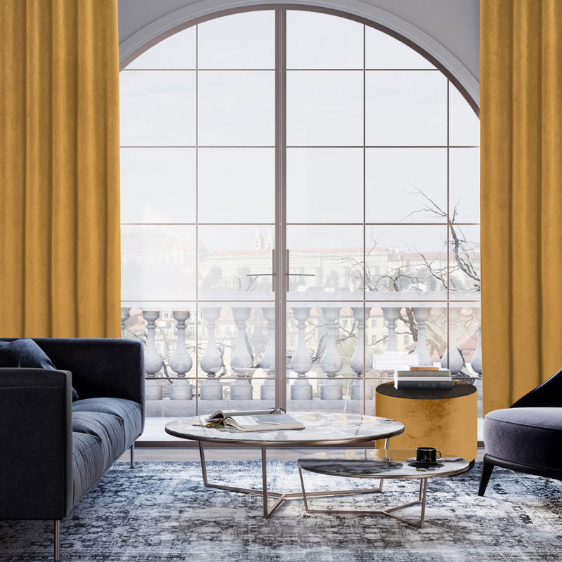 Macdoel Room Darkening Curtain Pair, Yellow