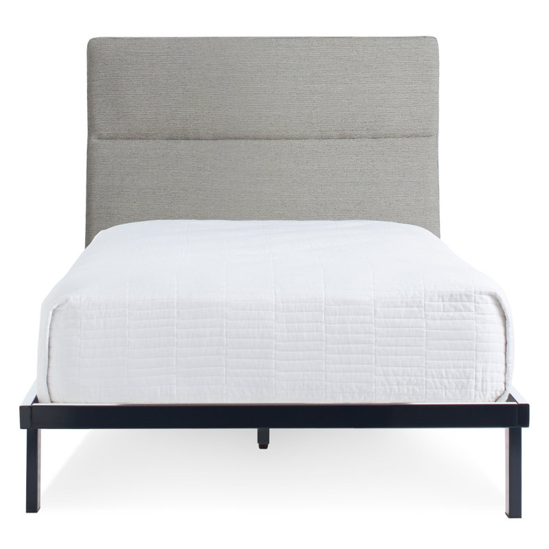 Station Upholstered Bed, Full, White/Iron