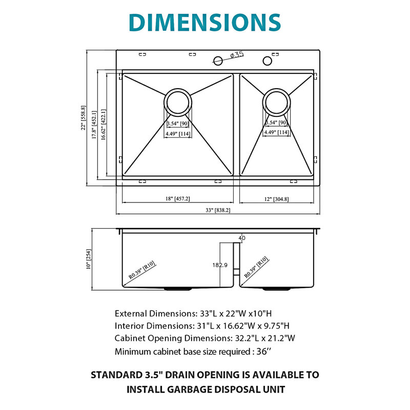 Topmount Drop In Kitchen Sink Double Bowl