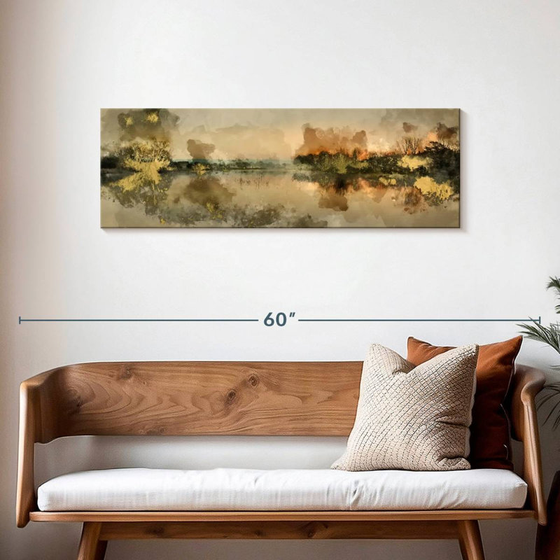 Lac sur toile, H 15 po x l 45 po x P 1,25 po