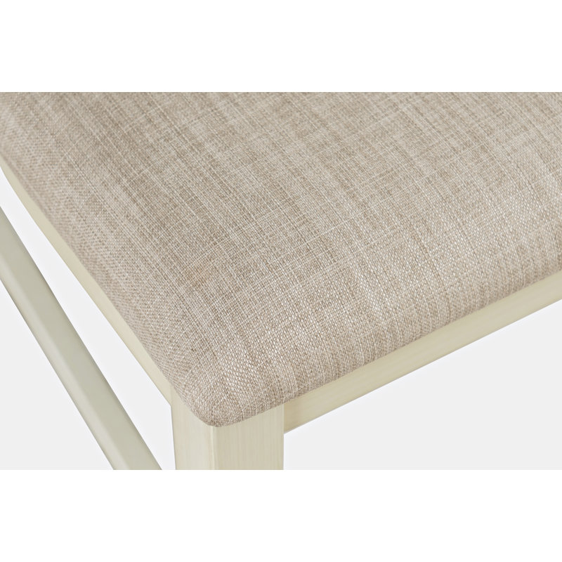 Barna 19'' H Upholstered Acacia Side Chair, Antique Cream