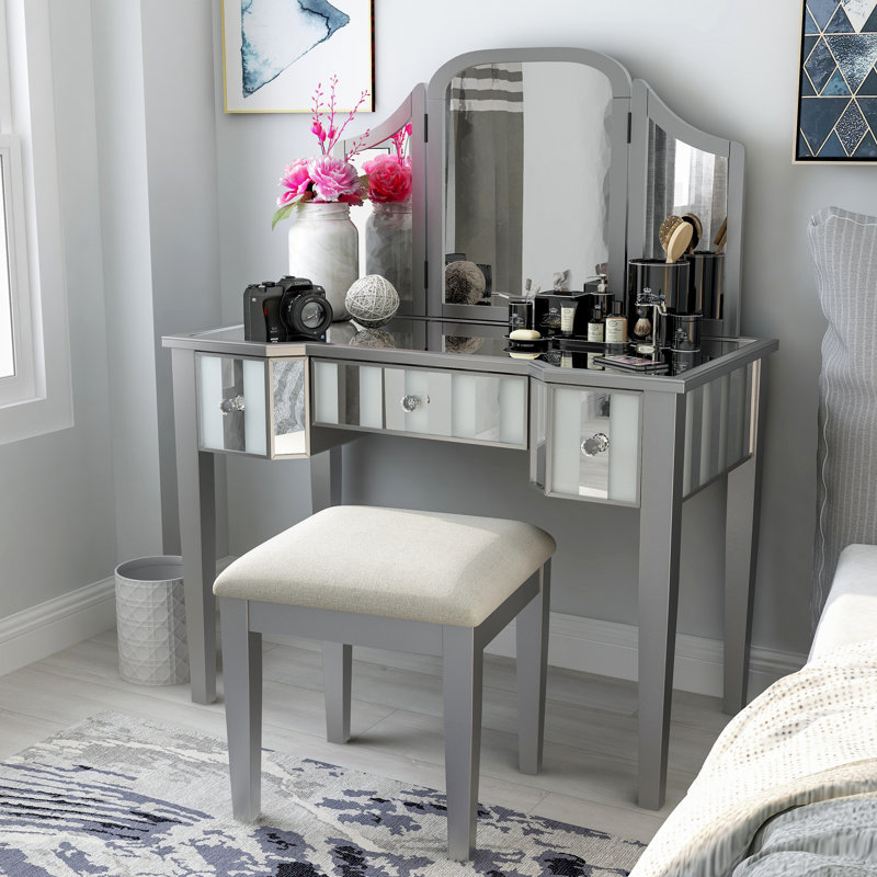 Ensemble de meuble-lavabo 3 pièces Emiliano, Argent argent