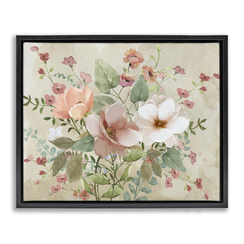 Elegant Country Blooms Framed Floater Canvas Wall Art, design by Nan, Jet Black Floater Frame, 17" H x 21" W