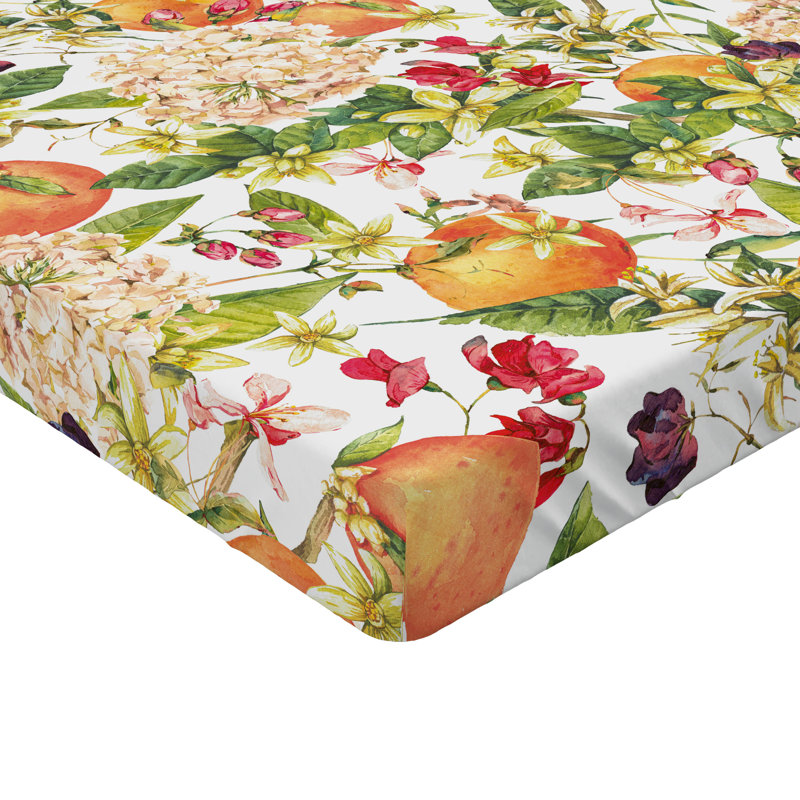 Drap-housse Ambesonne, Jaune souci, vert fougère, rubis / floral, Drap-housse très grand californien