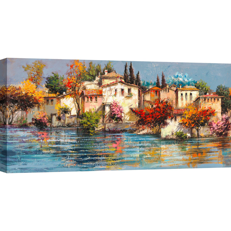 Italian Village by Luigi Florio - Wrapped Canvas Painting, 50cm H x 100cm W x 4cm D