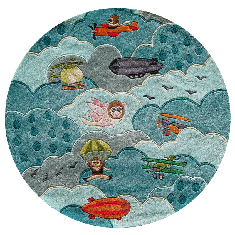 Barbra Handmade 100% Mod-Acrylic Rug, Round 5'