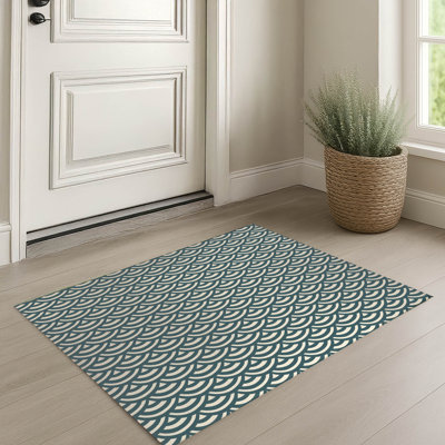 Tapis d'entrée intérieur ultra mince, léger et antidérapant Seigaiha Wave