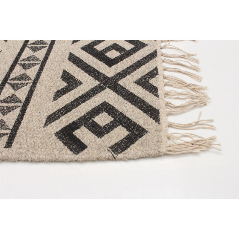 Tapis brun clair / beige en laine fait à la main Amerim Southwestern Kilim Amerra