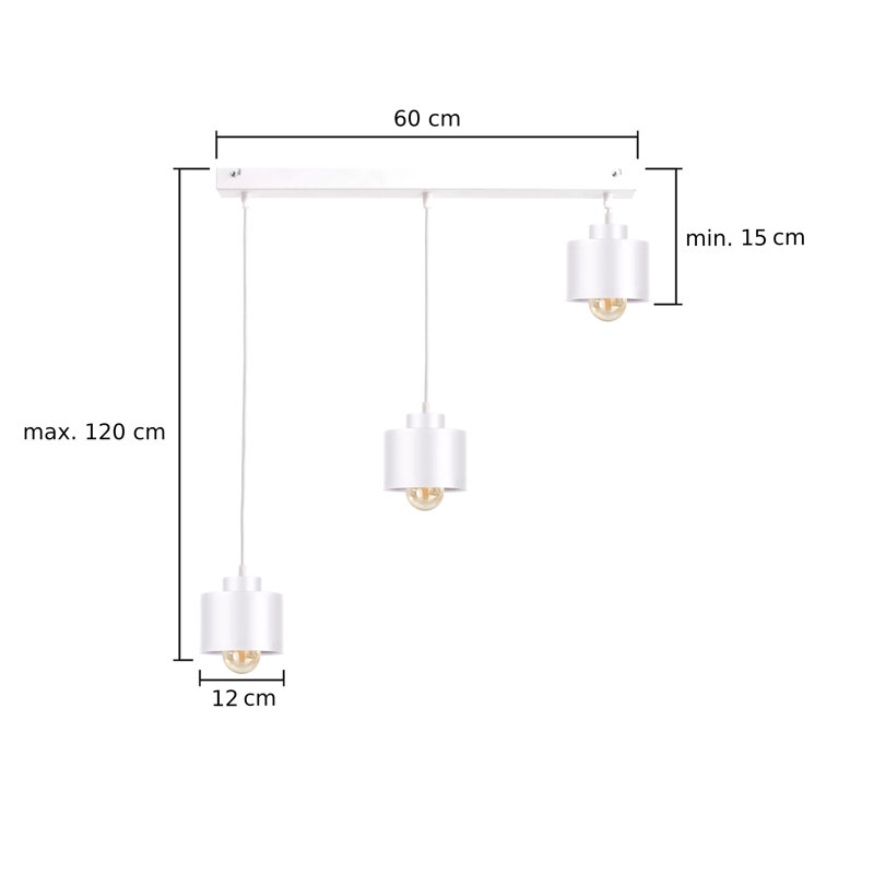 Jiniyah 3 - Light Drum Pendant, White, White